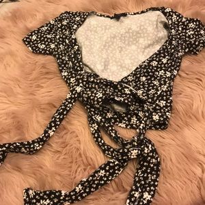 Floral knot low cut crop top